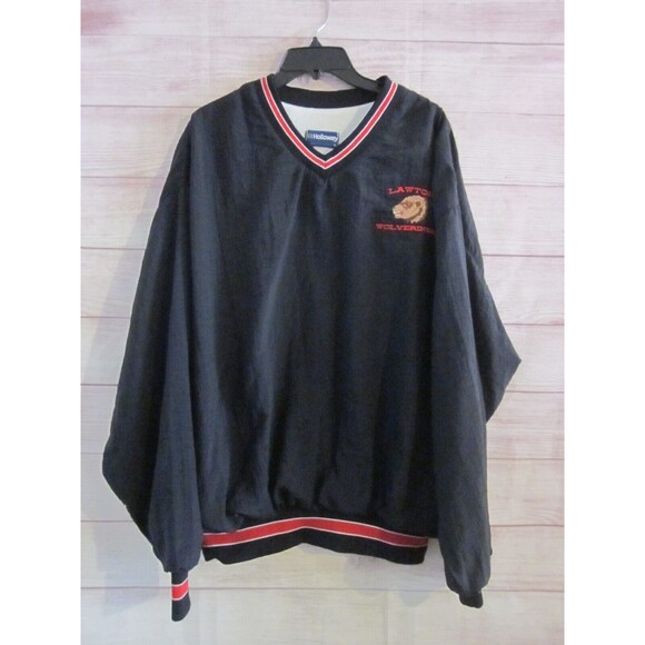 Holloway Men's Size XL Pull-Over Jacket Lined Windbreaker Side Pockets Black Red - Picture 1 of 4